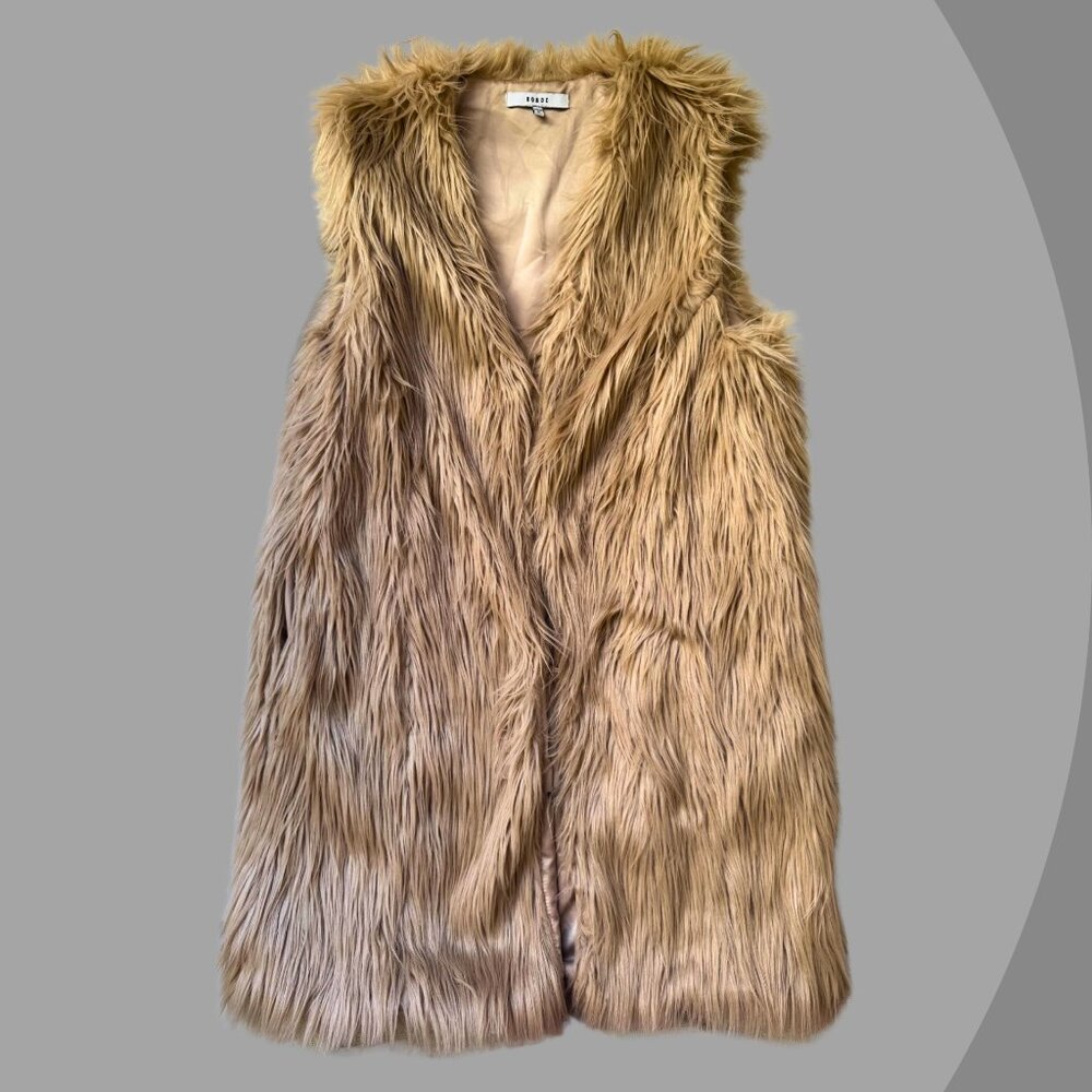 Ro & De Faux Fur Vest Beige – Size M